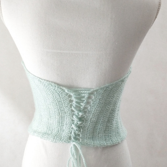 💚 Aqua Top, Handmade, Lace, Lightweight, Crochet,Boho - Picture 5 of 5